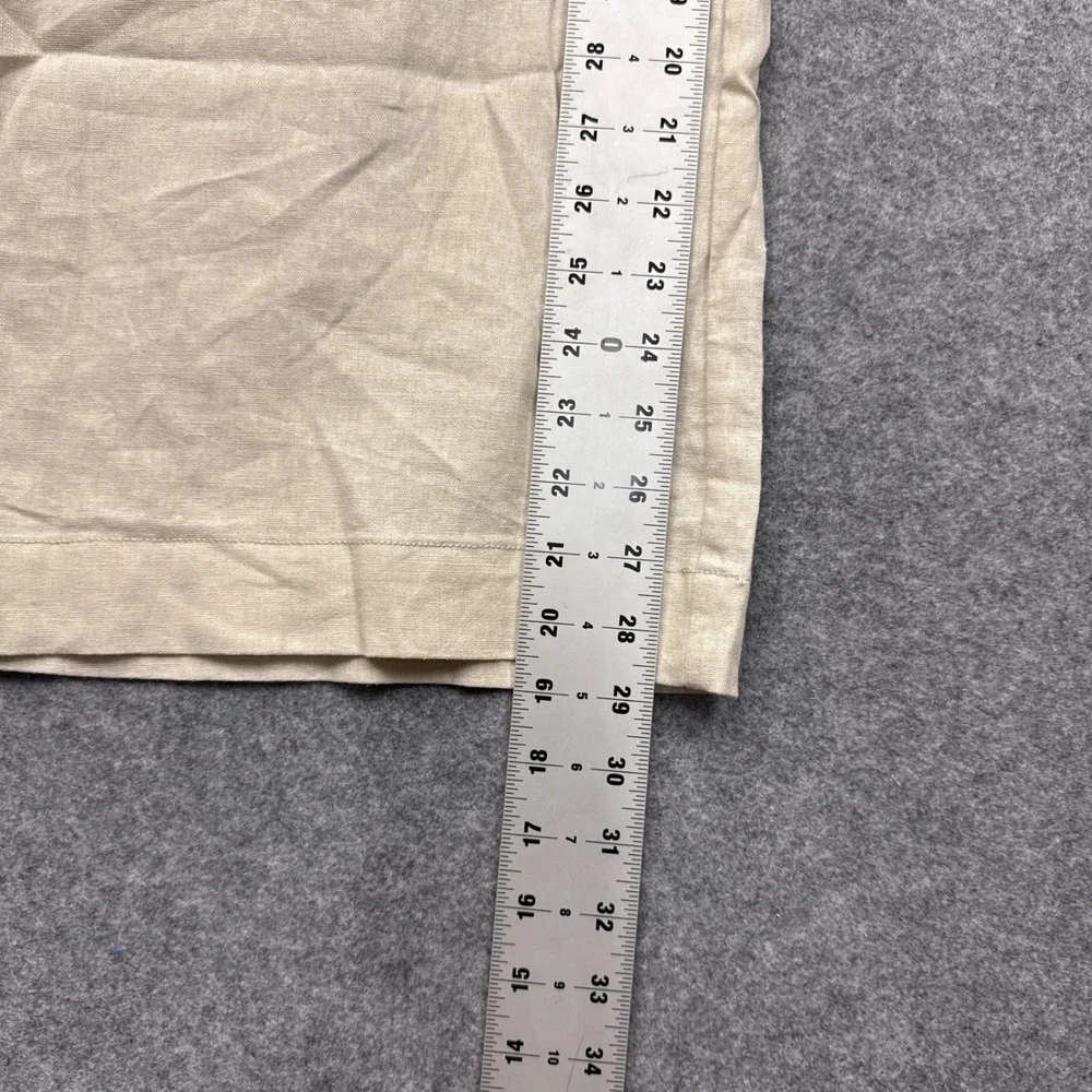 Max‎ Studio London Natural Linen Blend Wide Leg Drawstring Pants 4701L2605 Small